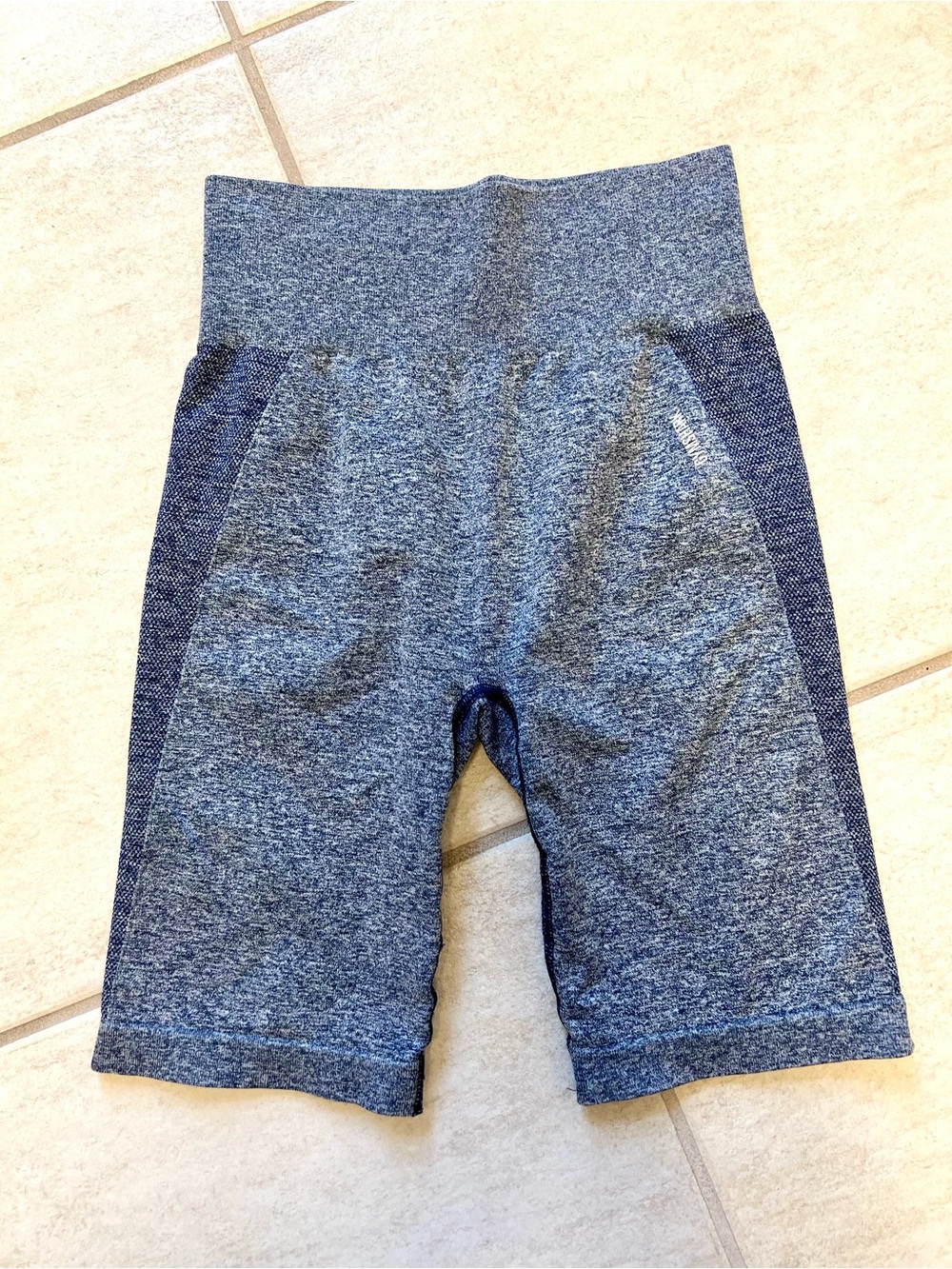 Gymshark M Flex Cycling Shorts marled navy high waisted stretch active comfy